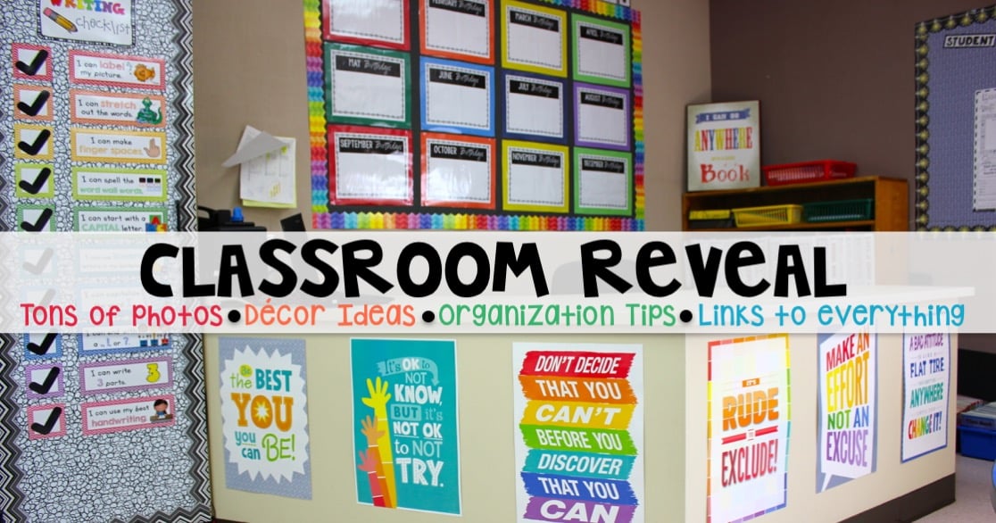 This classroom is a MUST SEE! She has tons of photos that shows how she organizes, stores, decorates her classroom. She includes links to everything too!