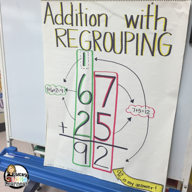 Addition with Regrouping can be tricky to teach 2nd grade students so this post provides addition with regrouping strategies, worksheets & activities! There is also a free place value mat!