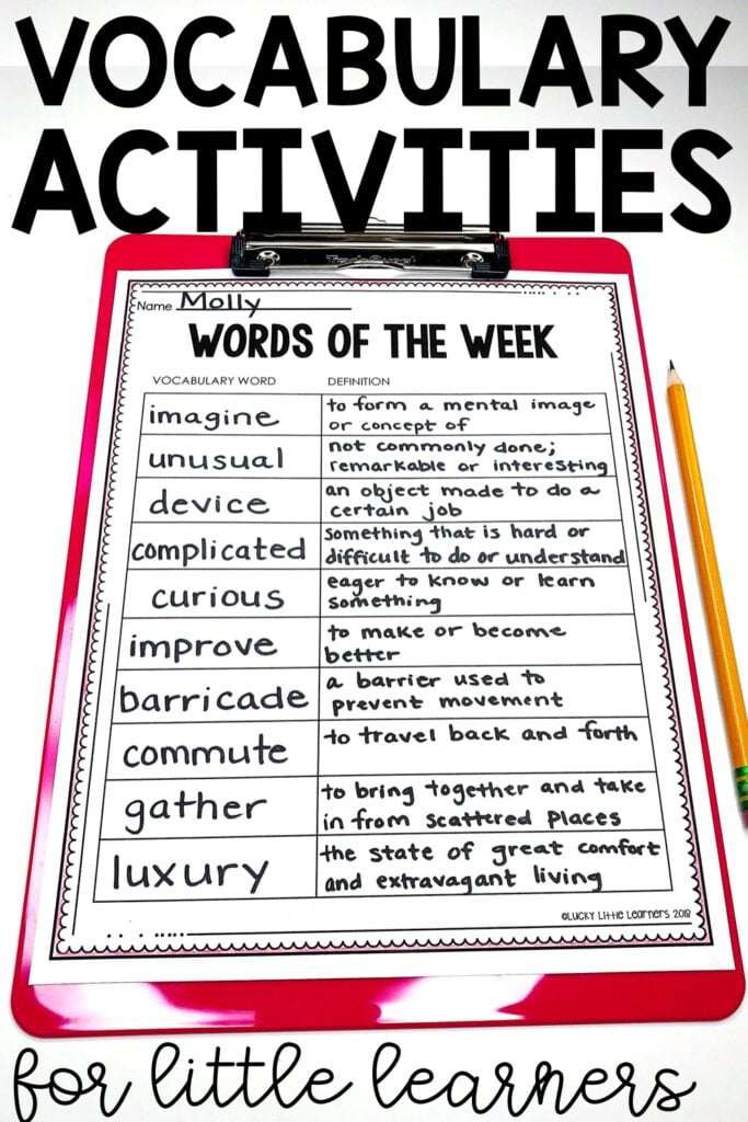 Vocabulary Games & Vocabulary Activities for Group & Partner Word