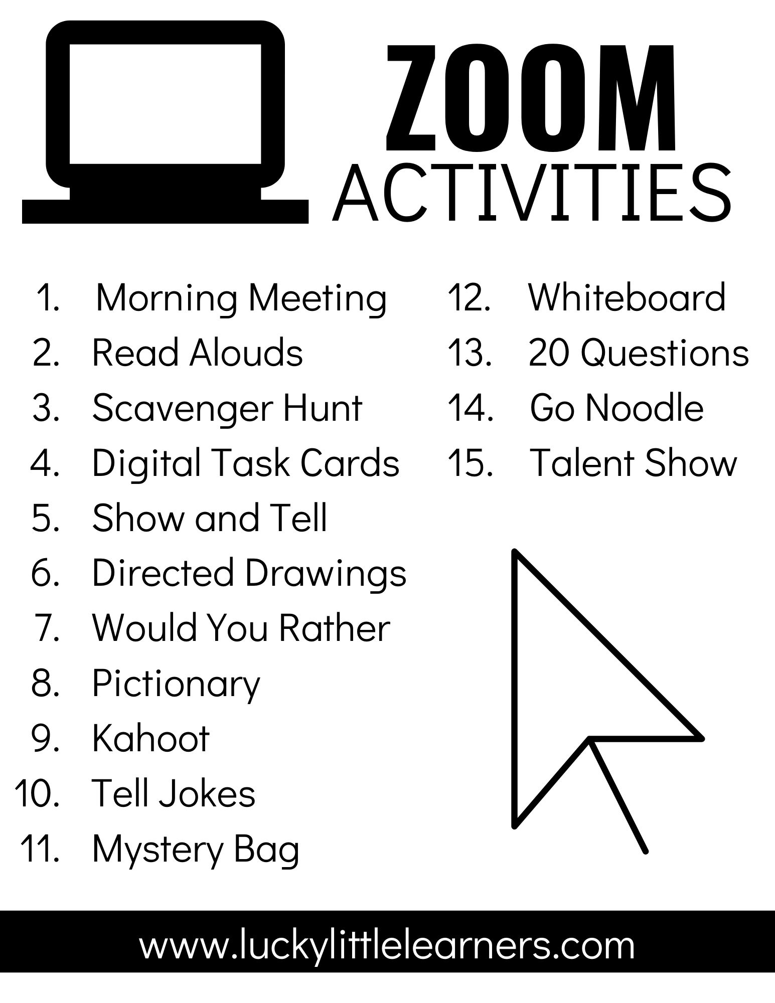 Zoom Activities to Use with Distance Learning Lucky Little Learners