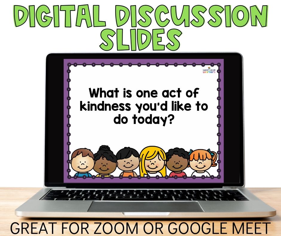 Morning Meeting is the best way to start the school day. Morning meetings set the tone for respectful learning, establish a climate of trust, motivate students to feel significant, create empathy, encourage collaboration, and support social emotional and academic learning.  These digital discussion slides are a perfect tool to lead morning meeting both in the classroom and during distance learning.