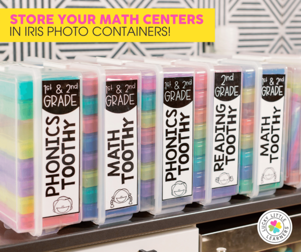 Toothy Boxes Math How to Organize Math and Literacy Centers - Lucky Little Learners