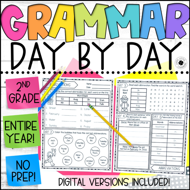 No Prep Daily Grammar Practice in 2nd Grade - Lucky Little Learners