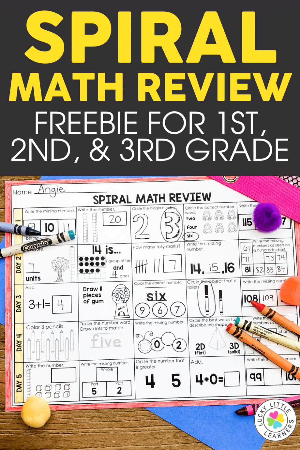 Spiral Math Review Freebie - Lucky Little Learners
