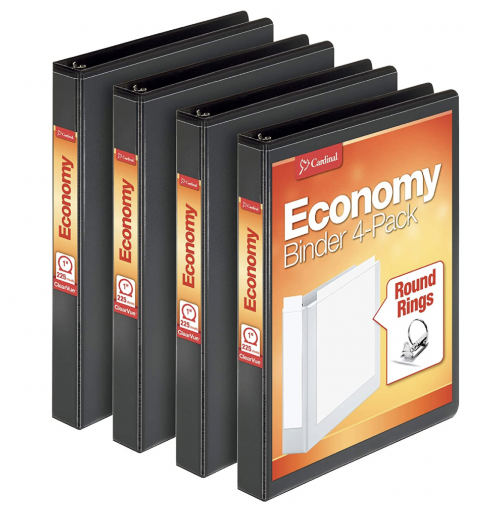 black one inch binders for organizing reading passages