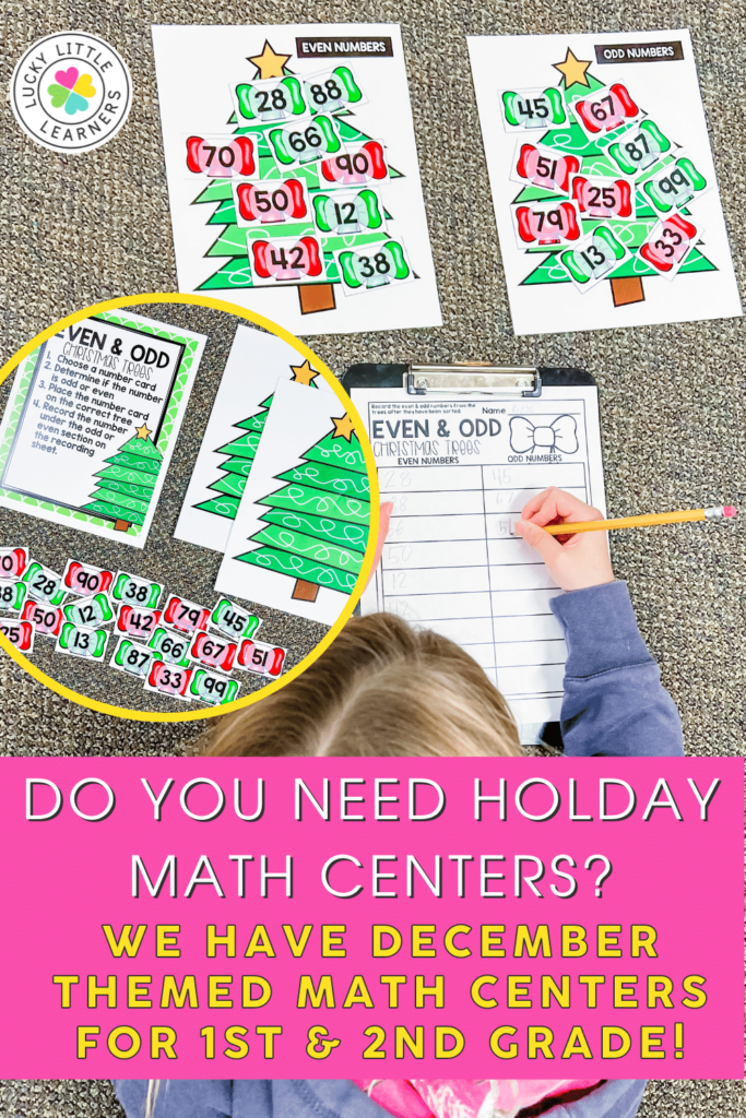 december themed even and odd christmas trees math center for 1st and 2nd grade