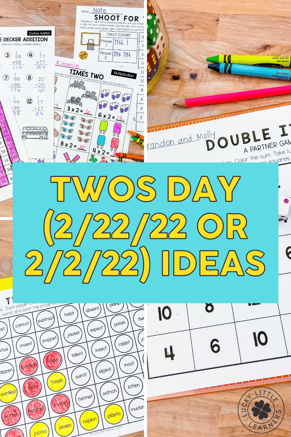 Two's Day 2/22 or 2/2 ideas for celebrating the number two in the classroom with 1st or 2nd grade students