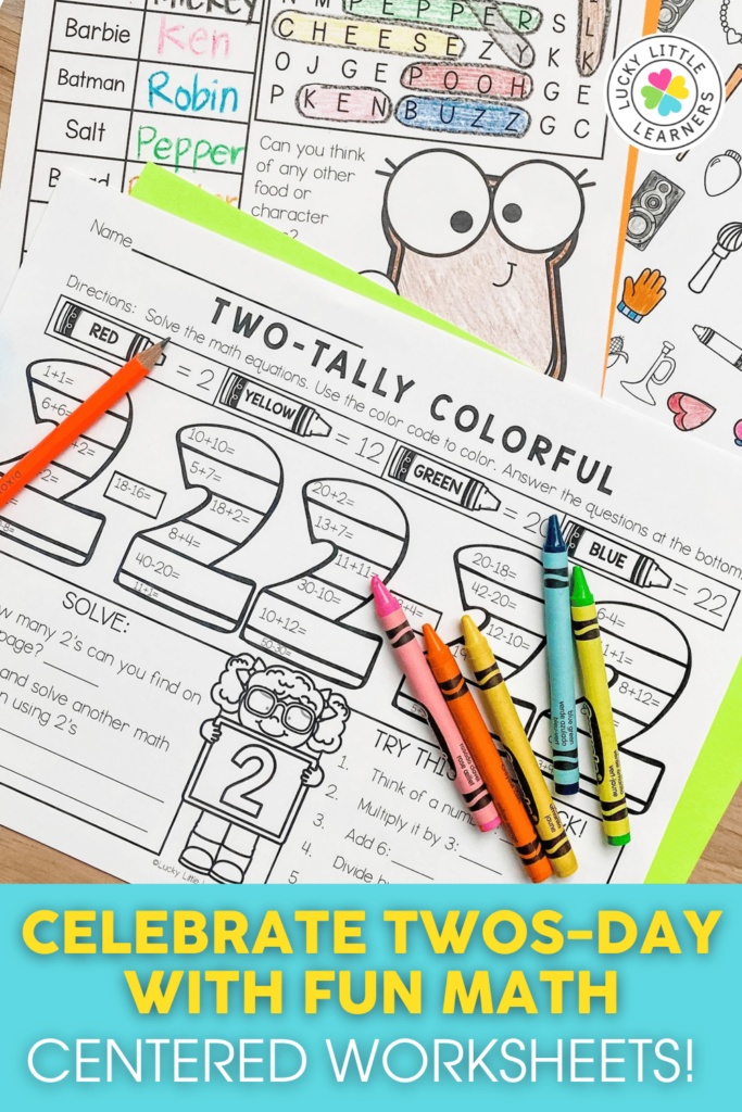 free math twos day sheet to practice addition and subtraction