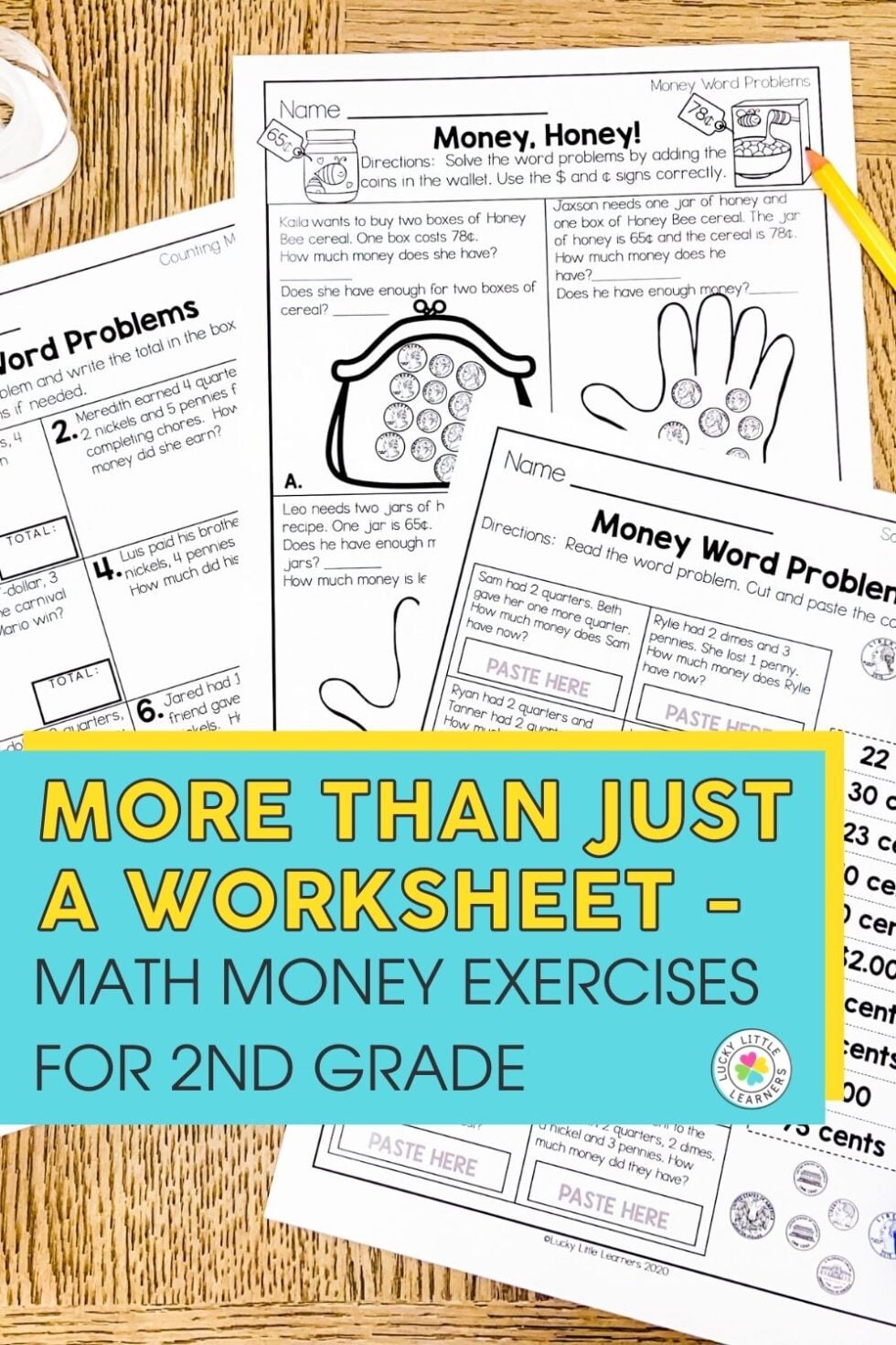 2nd Grade Money Worksheets for Counting Coins, Making Change & Word ...