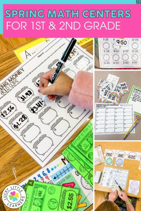 Spring Math Centers for 1st and 2nd grade - Lucky Little Learners