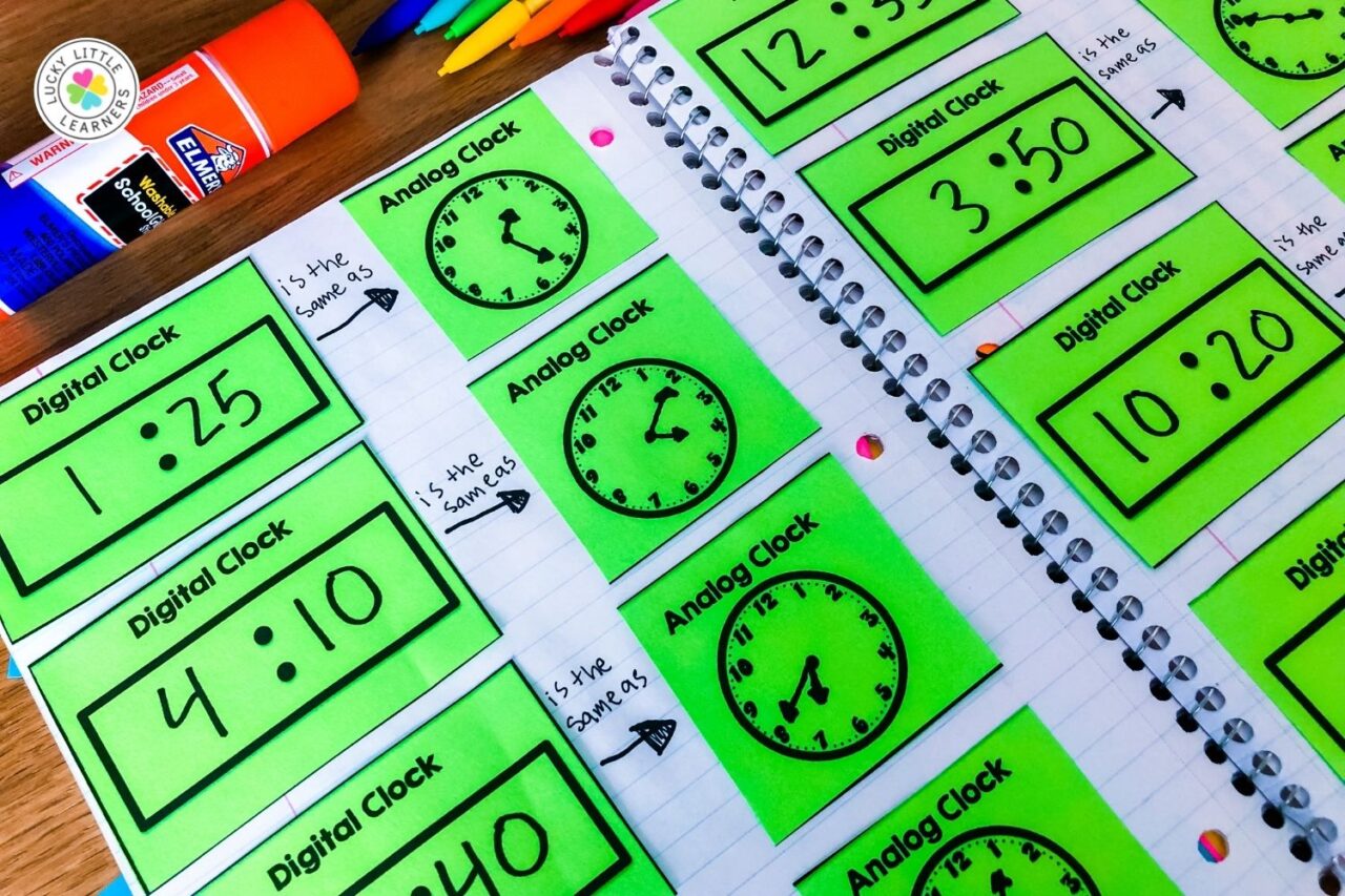 12 Interactive Notebook Telling Time Activities for 2nd Grade - Lucky ...