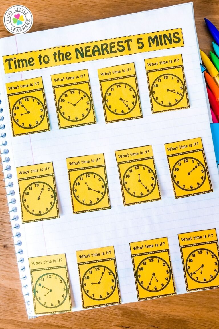 12 Interactive Notebook Telling Time Activities for 2nd Grade - Lucky ...