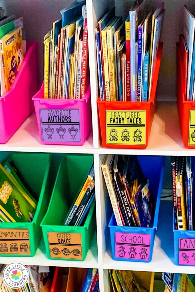 classroom library themed labels from the Lucky Little Learners Classroom Set Up pack