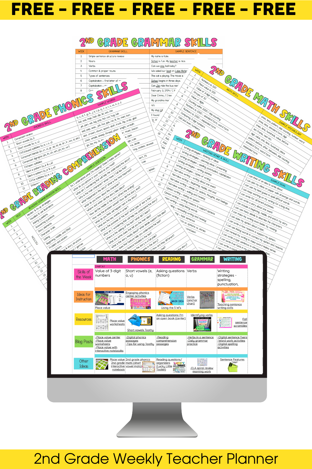 2nd grade weekly planner