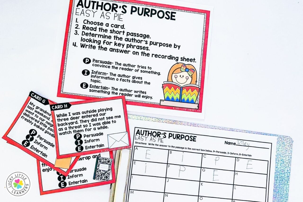 Teaching Author's Purpose in 2nd grade - Lucky Little Learners