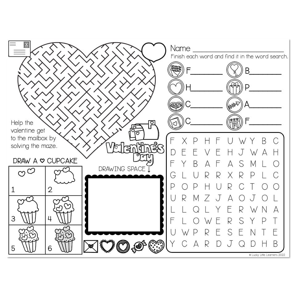 Words and Your Heart read aloud display with student heart compliments for Valentine’s Day party