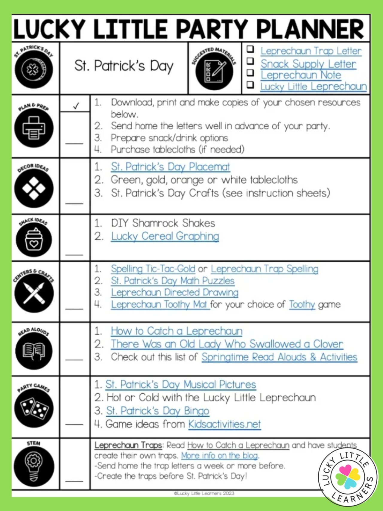 St. Patrick's Day Activities for the Classroom - Lucky Little Learners