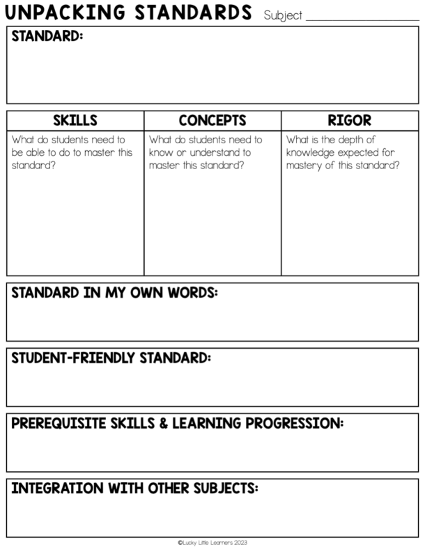 Unpacking Standards: A Guide for 1st & 2nd Grade Teachers - Lucky ...