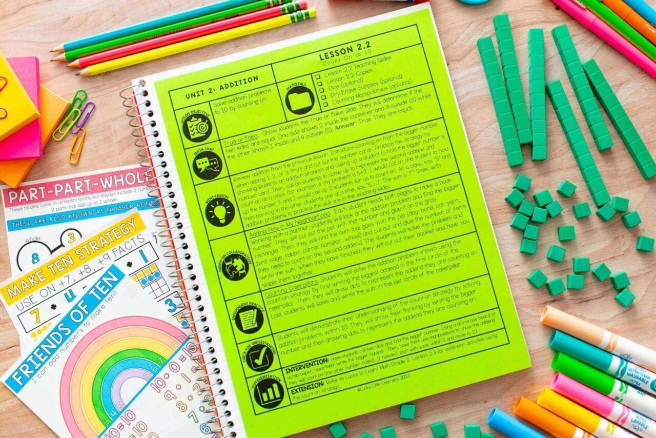 1st Grade Lucky to Learn Math Curriculum: Step-By-Step Addition Lesson ...