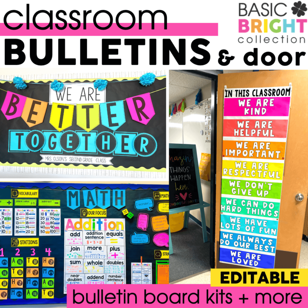 lucky little learners complete classroom bulletin board and door decoration set from the basic bright collection