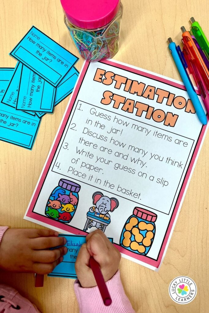 an estimation station for a family math night