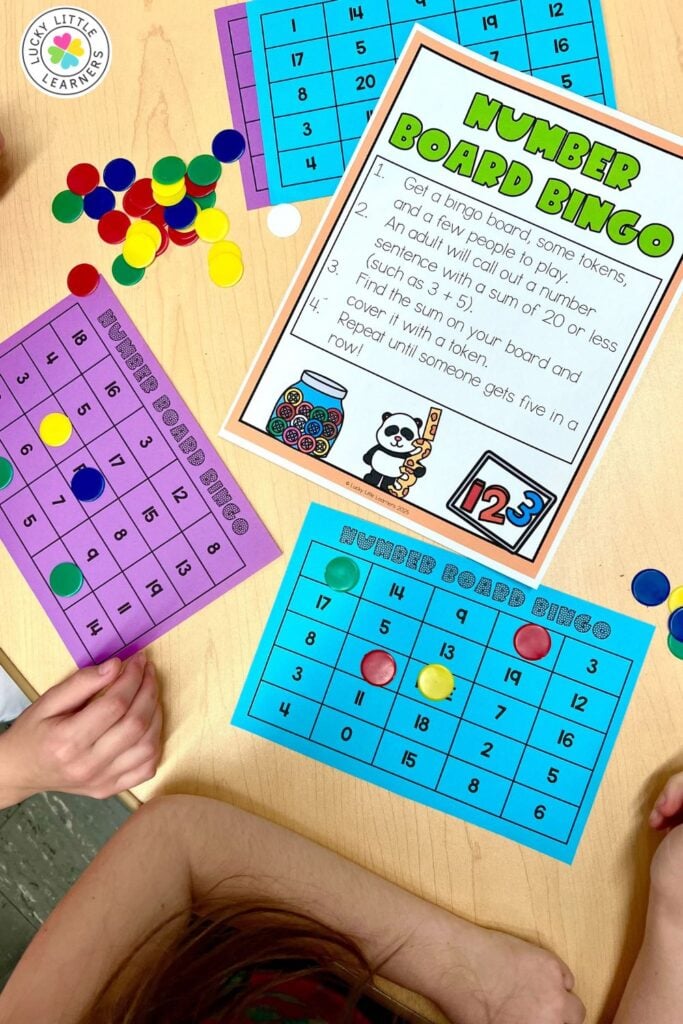 a number board bingo for a family math night