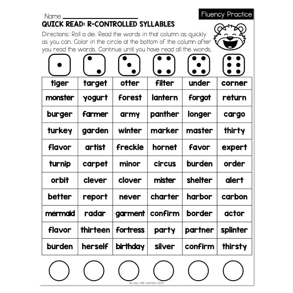 a roll the dice quick read practice page 