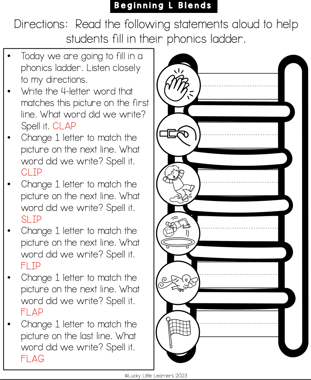 a phonics word ladder for working on short vowels