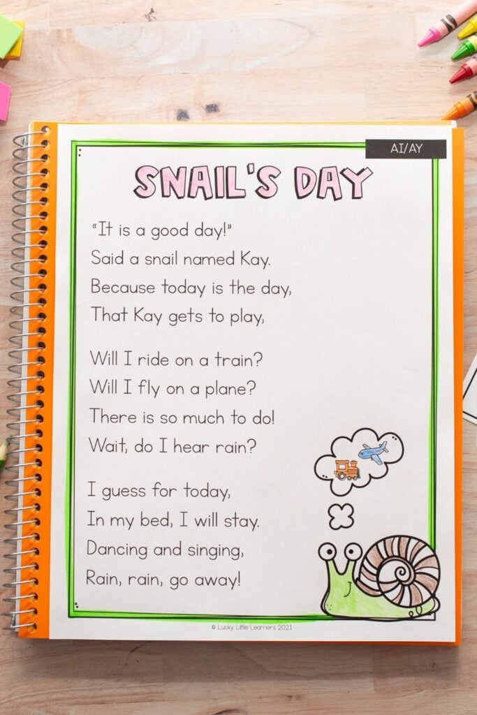 a decodable poem focusing on the ai and ay sounds