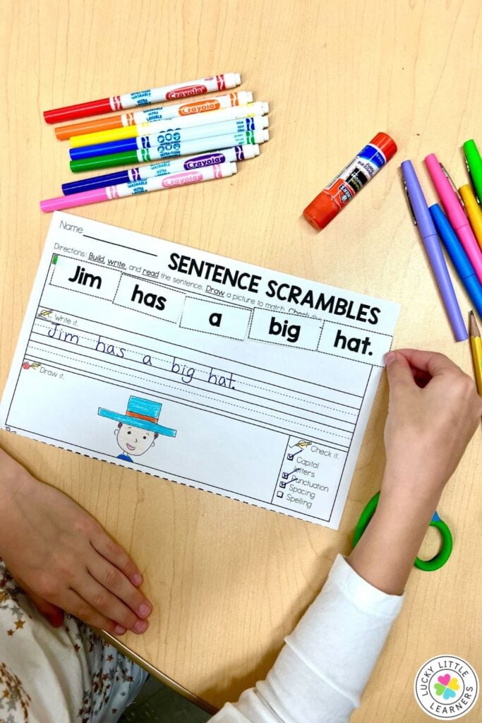 A sentence scrambles hands-on activity