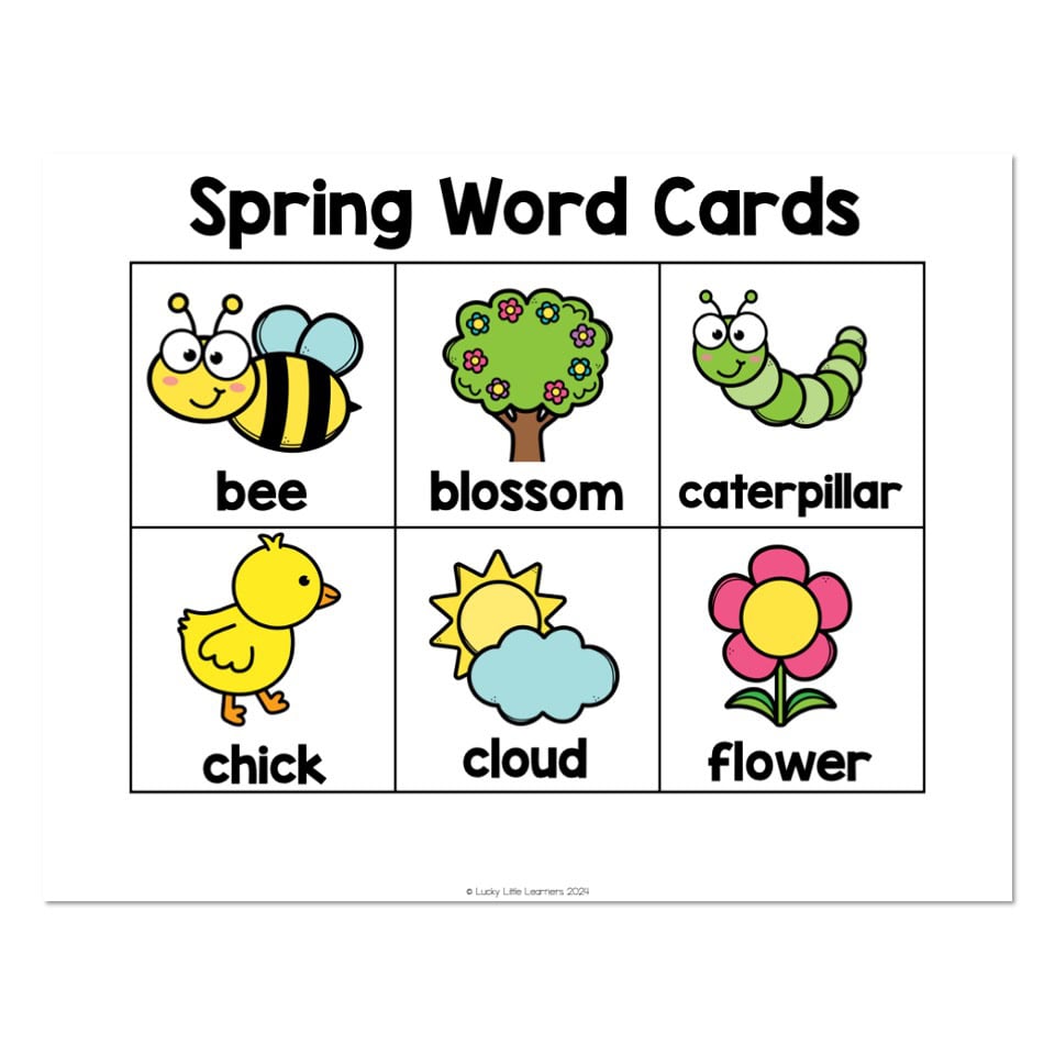 a set of spring words cards