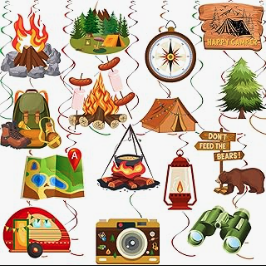 paper hanging camping themed decorations