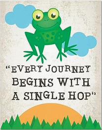 "every journey begins with a single hop" wall hanging