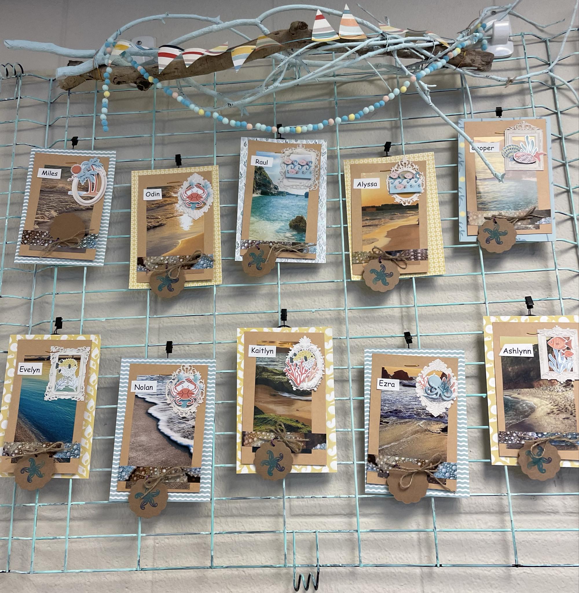 student work display in ocean theme