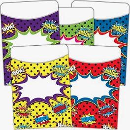 superhero themed library pockets