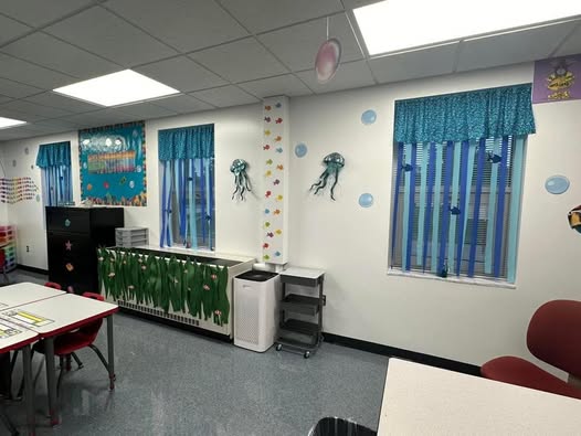 curtains made to look like ocean water
