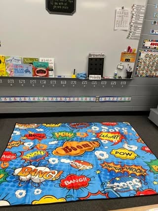Superhero classroom rug