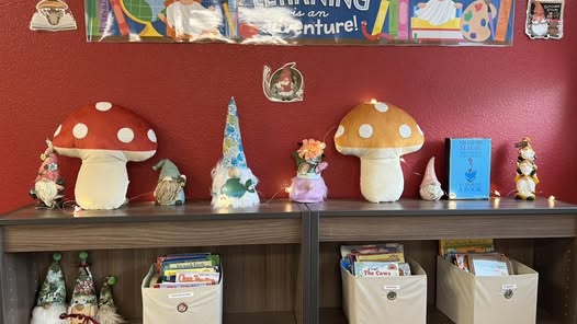 Gnome classroom decor ideas using spring Dollar Tree finds.
