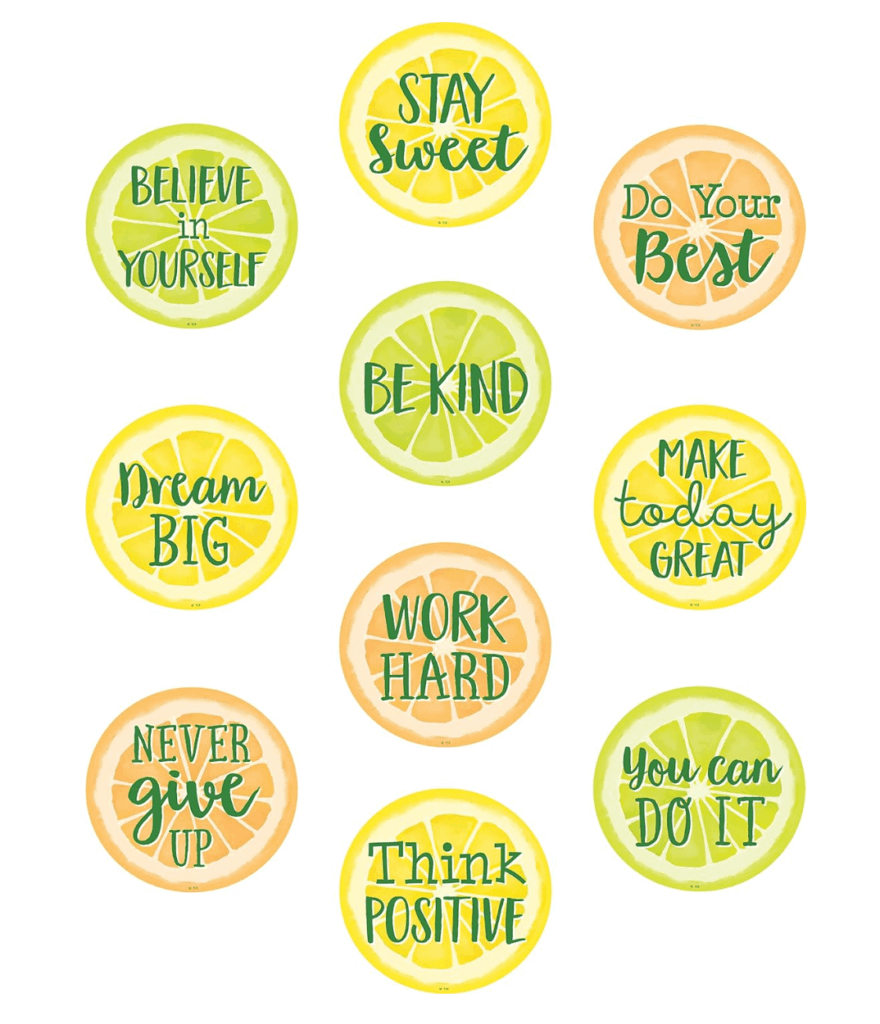 positive affirmation signs in a lemon theme on amazon