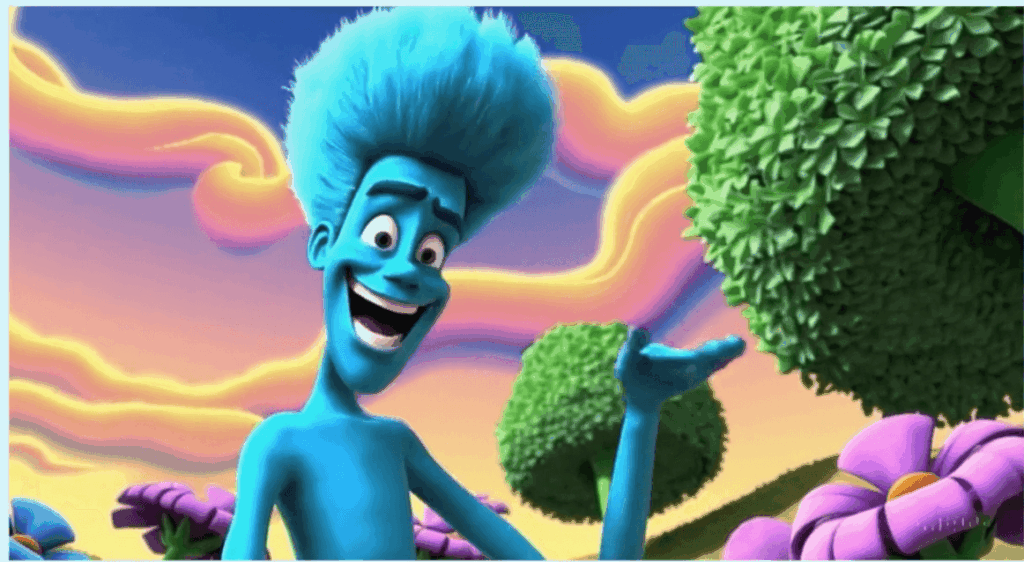 Whimsical blue animated character waving, representing how teachers can use AI to add fun visuals to lessons and engage students.