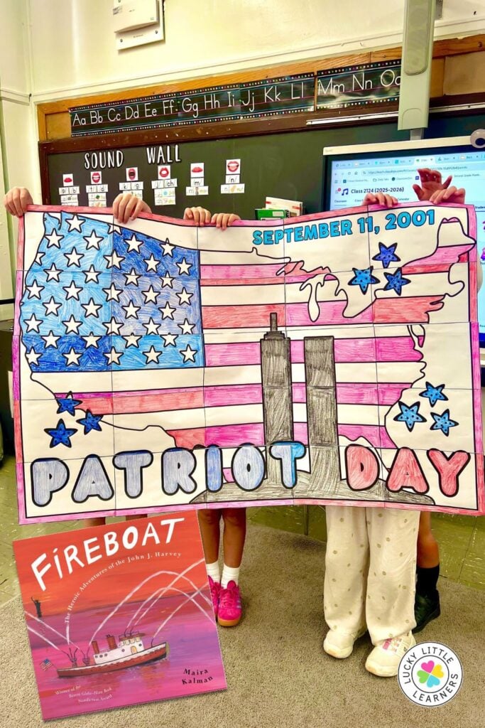 Holiday read alouds Patriot Day lesson with collaborative class poster and related read aloud book