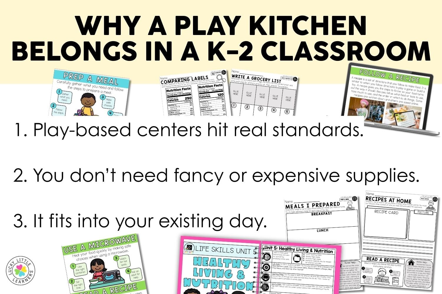 Why a play kitchen K-2 classroom center supports literacy, math, and life skills learning