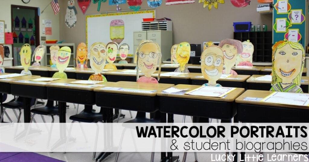 Watercolor portraits and student biographies